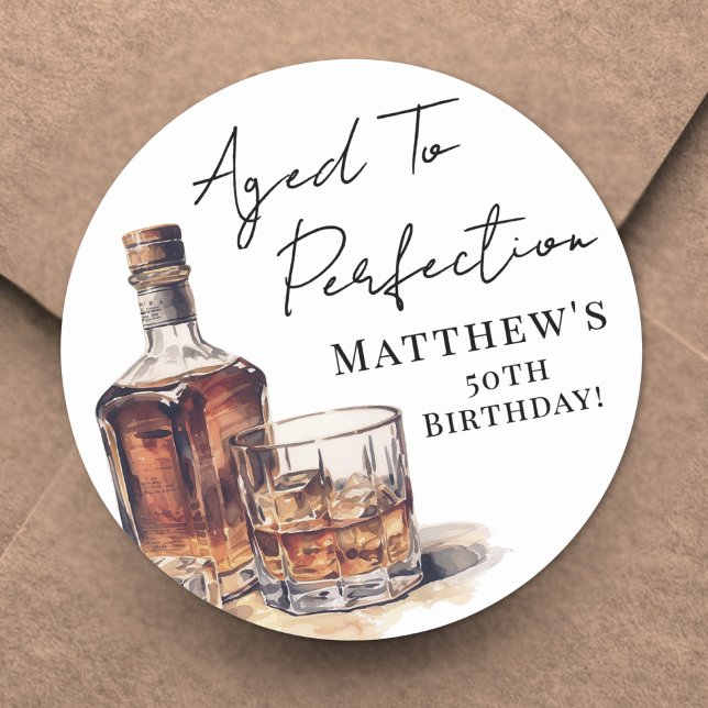 Aged To Perfection Birthday Runder Aufkleber (Aged To Perfection Birthday Classic Round Sticker )