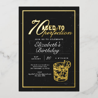 Aged to Perfection Bourbon 70. Geburtstagsfeier  Folieneinladung