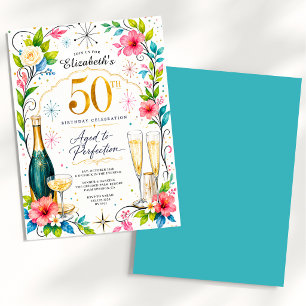 Aged to Perfection Champagner 50. Geburtstag Einladung