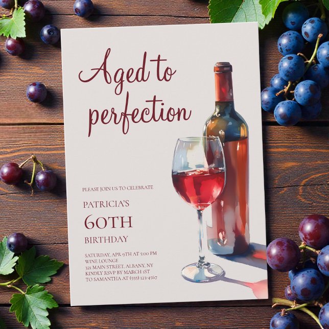 Aged to Perfection Elegant 60th Birthday Party Einladung (Aged to Perfection Elegant 60th Birthday Party Invitation)