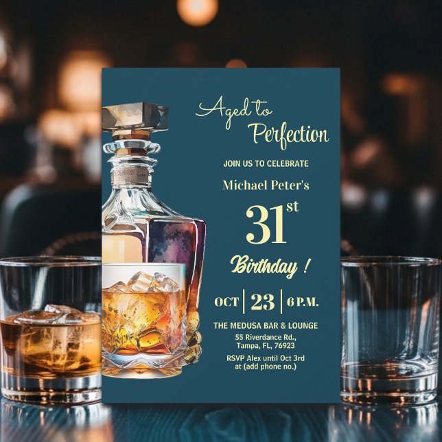 Aged to Perfection Men 31st Whiskey Birthday  Einladung (Von Creator hochgeladen)