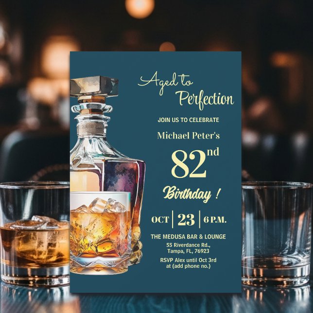 Aged to Perfection Men 82nd Whiskey Birthday  Einladung (Von Creator hochgeladen)