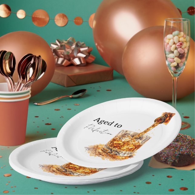 Aged To Perfection Men’s Birthday Party Pappteller (Multi)