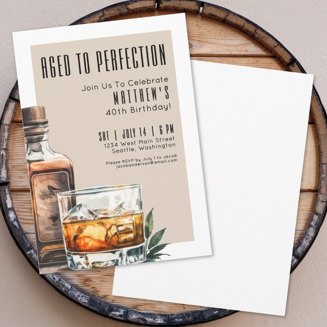 Aged To Perfection Men's 40th Birthday Party Einladung (Aged To Perfection Men's 40th Birthday Party Invitation)