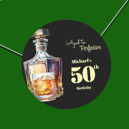 Aged to Perfection Men's 50th Whiskey Birthday Runder Aufkleber