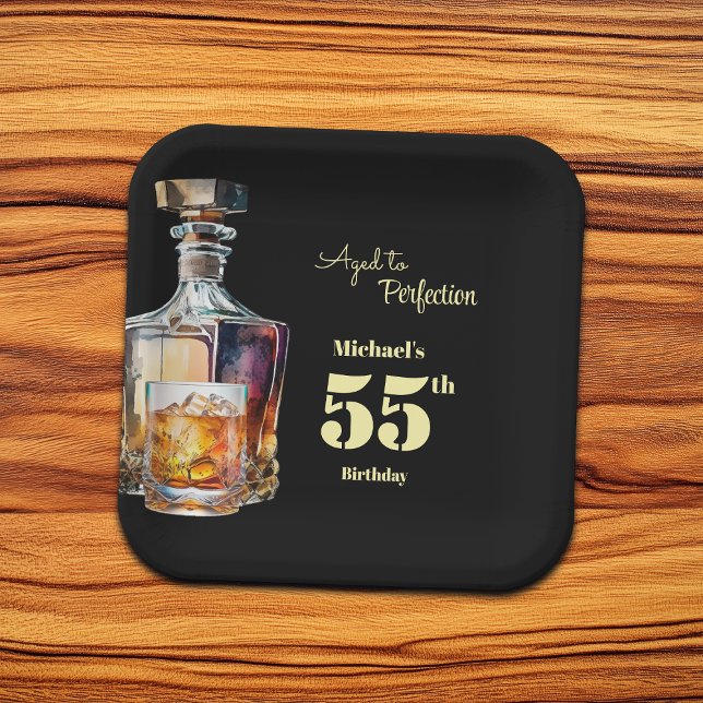 Aged to Perfection Men's 55th Whiskey Birthday  Pappteller (Von Creator hochgeladen)