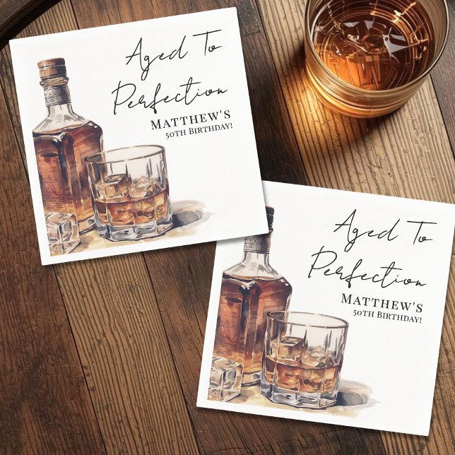 Aged To Perfection Men's Birthday Party Serviette (Aged To Perfection Men's Birthday Party Napkins)