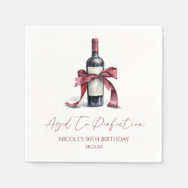 Aged To Perfection Red Wine Bow Birthday Party Serviette