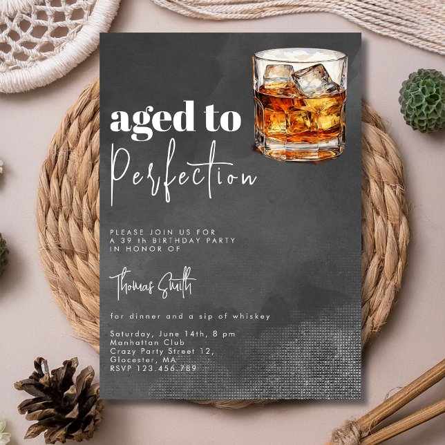 Aged to perfection whiskey birthday party  einladung (Von Creator hochgeladen)