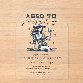 Aged to Perfection Whiskey Cowgirl Birthday Party Acryleinladungen