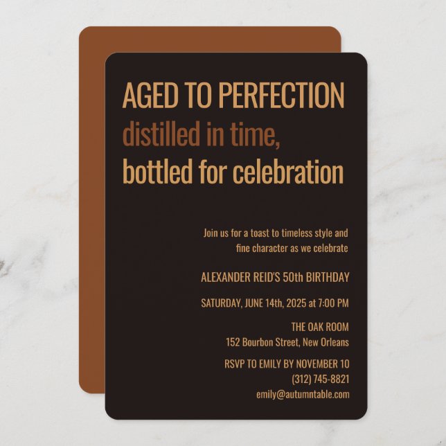 Aged to Perfection | Whisky Birthday Einladung (Vorne/Hinten)