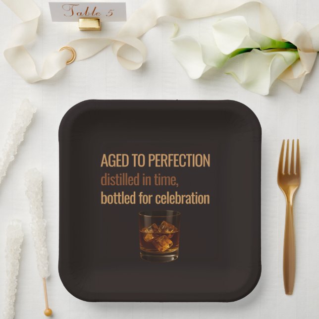 Aged to Perfection Whisky Geburtstagsfeier Pappteller (Hochzeit)