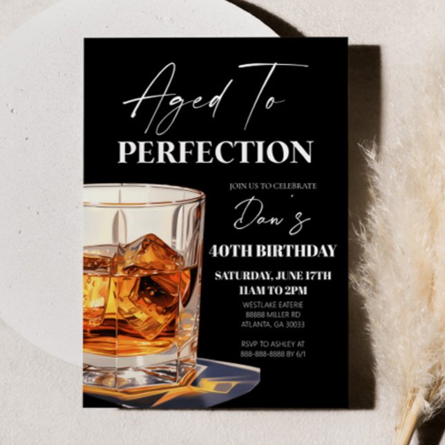 Aged To Perfection Whisky Glass Birthday Party Einladung (Von Creator hochgeladen)