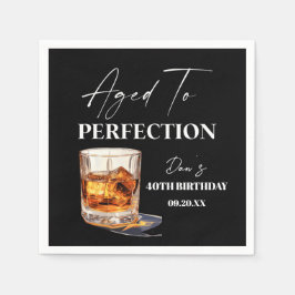 Aged To Perfection Whisky Glass Birthday Party Serviette