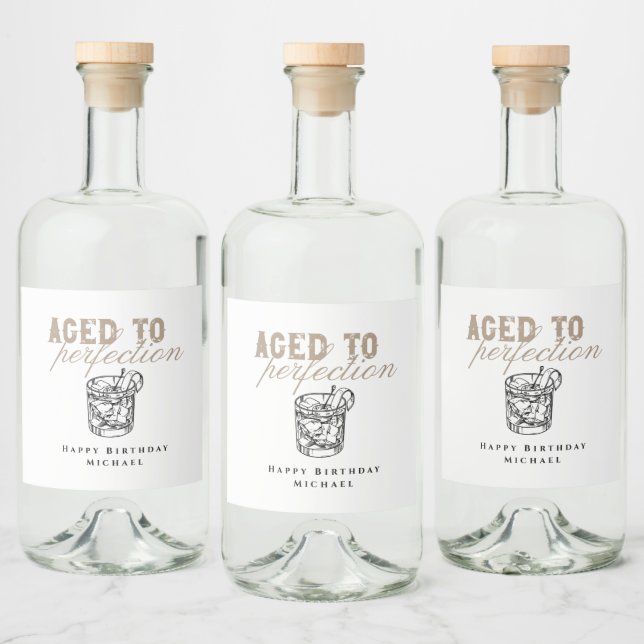 Aged to Perfection White Whiskey Birthday Party Alkoholflaschenetikett (Flaschen)