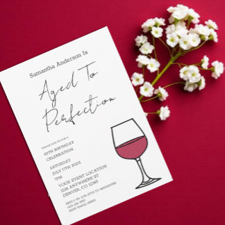 Aged To Perfection Wine 40th Birthday Invitation Einladung