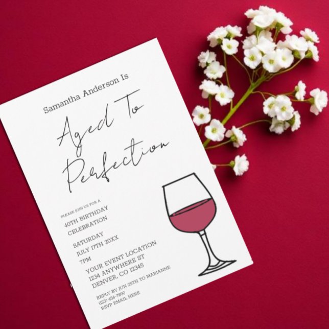 Aged To Perfection Wine 40th Birthday Invitation Einladung (Von Creator hochgeladen)