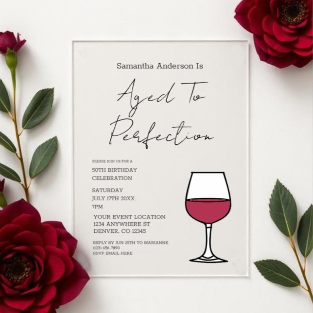 Aged To Perfection Wine 50th Birthday Invitation Acryleinladungen (Von Creator hochgeladen)
