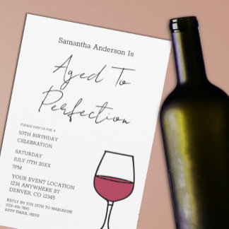 Aged To Perfection Wine 50th Birthday Invitation Einladung