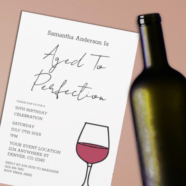 Aged To Perfection Wine 50th Birthday Invitation Einladung (Von Creator hochgeladen)