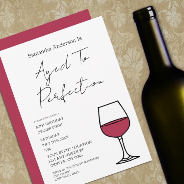 Aged To Perfection Wine 60th Birthday Invitation Einladung (Von Creator hochgeladen)