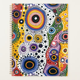 Agenda Grande de Tapa Dura con Patrón Psicodélico Planer