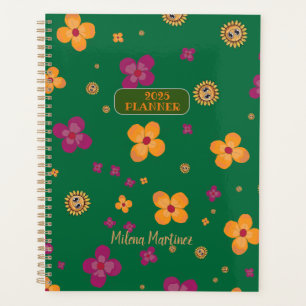 Agenda-Planer Blumen Grün 2025 Planer