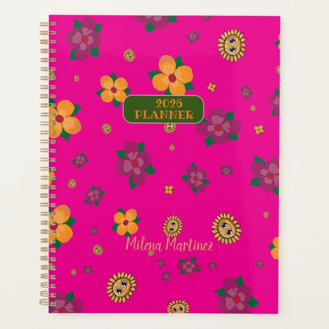 Agenda-Planer Blumen Grün 2025 Planer (Vorderseite)