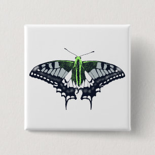 Agender Flag Swallowtail Butterfly Button