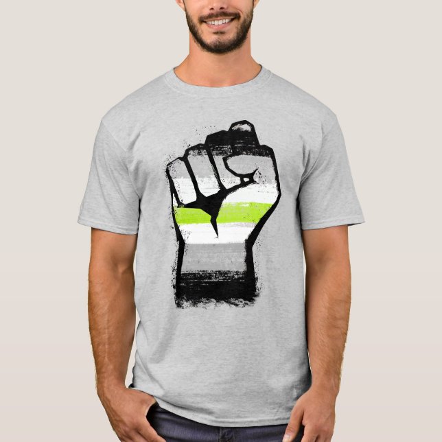 Agender Pride Fist T - Shirt (Vorderseite)