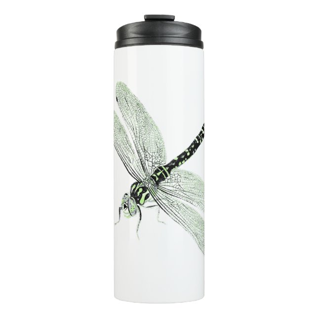 Agender Pride Vintag Dragonfly Art Thermosbecher (Vorderseite)
