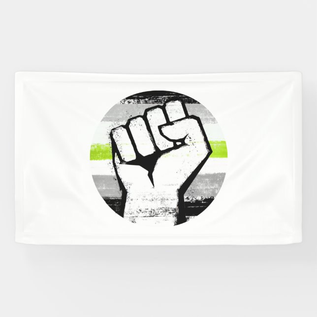 Agender Stolz Faust Kreisdruck Banner (Horizontal)