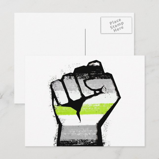 Agender Stolzfaust Postkarte (Vorne/Hinten)
