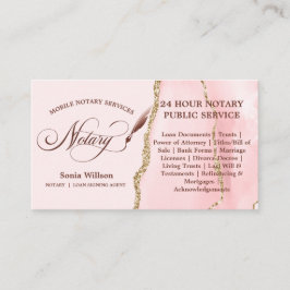 Agent für Notare und Darlehensunterschriften Rosa Visitenkarte
