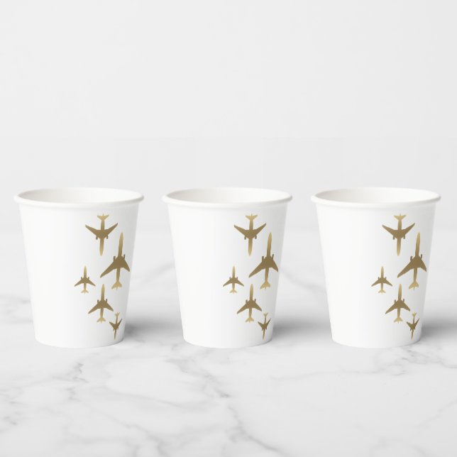 Agent Gold Airplanes Papier Cups Pappbecher (Multi)
