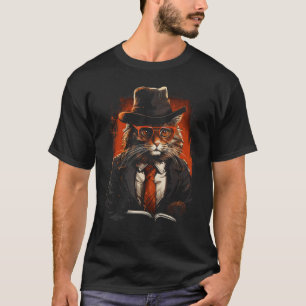 Agent Katzen Detektiv Graphic Novel Buchwurm Lesen T-Shirt
