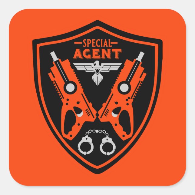 Agent-Kid Quadratischer Aufkleber (Vorderseite)