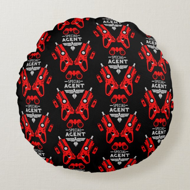 Agent-Kid Rundes Kissen (Vorderseite)