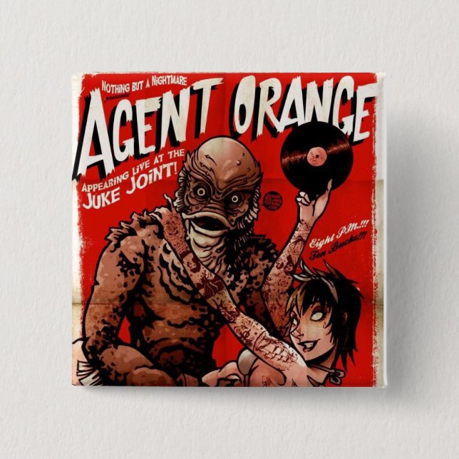 Agent-orange "Geschöpf-" Punkknopf - Quadrat Button (Vorderseite)