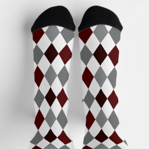 Aggie Maroon & Gray Raute Pattern Socks Socken