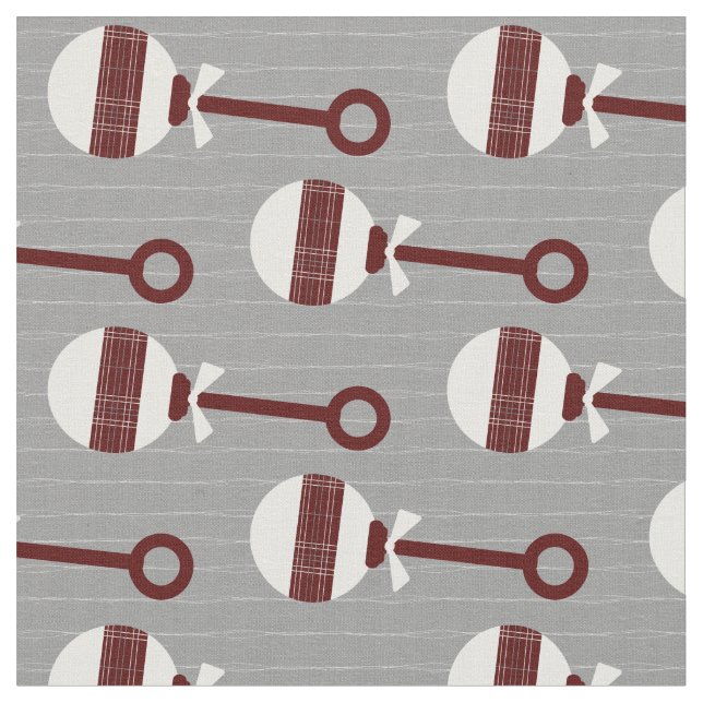 Aggie Maroon Kariert Baby Rattle on Gray Stoff (Nahaufnahme)
