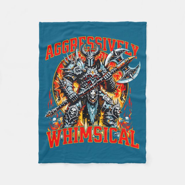 Aggressiv Whimsischer Dunkler Fantasy-Kriegerkampf Fleecedecke (Vorderseite)