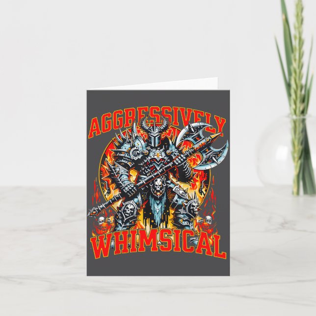 Aggressiv Whimsischer Dunkler Fantasy-Kriegerkampf Karte (Vorderseite)