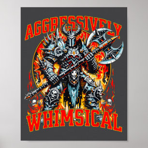 Aggressiv Whimsischer Dunkler Fantasy-Kriegerkampf Poster