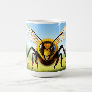 Aggressive Biene fliegt über ländliche Landschaft Kaffeetasse