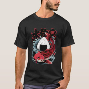 Aggressive Koi-Fische mit japanischem Onigiri T-Shirt