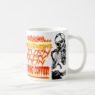 Aggressive morgendliche Tasse mit Skeletten