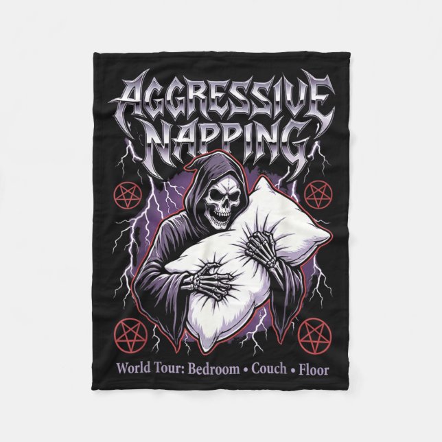 Aggressive Napng Funny Heavy Metal Grim Reaper Sle Fleecedecke (Vorderseite)