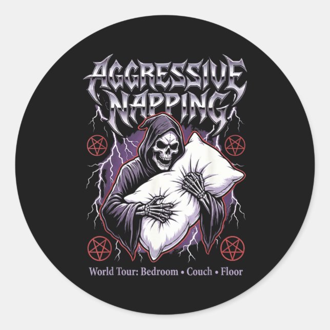 Aggressive Napng Funny Heavy Metal Grim Reaper Sle Runder Aufkleber (Vorderseite)