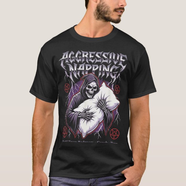 Aggressive Napng Funny Heavy Metal Grim Reaper Sle T-Shirt (Vorderseite)